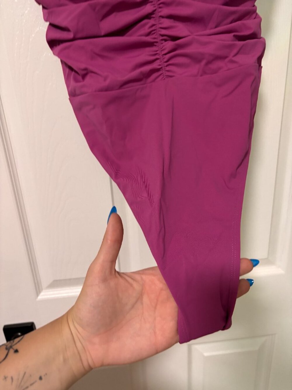 NWT Magenta Ruched One-Piece Swimsuit | Plunge V-Neck | Tummy Control (XL) - Picture 7 of 10